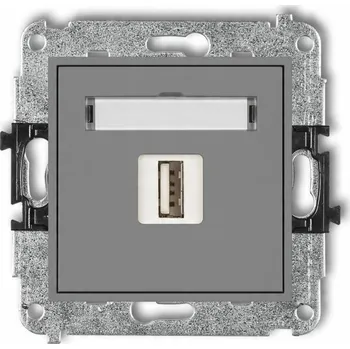 Elektrická zásuvka Zásuvka 1x USB-A 2.0 KARLIK MINI ŠEDÁ MATNÁ