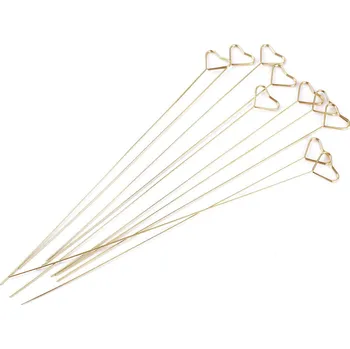 Svatební dekorace Kovový zápich / držák na foto, přání - hvězda, srdce Varianta: 1 zlatá srdce, Balení: 10 ks