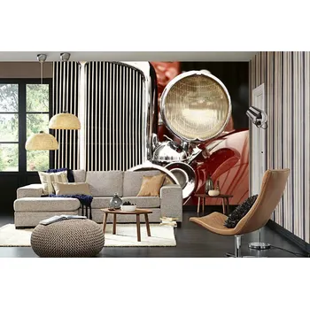 Fototapeta DIMEX | Samolepicí vliesová fototapeta na zeď Detail automobilu MA-5-2751 | 375 x 250 cm | červená, bílá, metalická + Samolepicí vliesová fototapeta na stěnu DIMEX Detail automobilu MA52751 v rozměru 375 x 250 cm