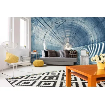 Fototapeta DIMEX | Samolepicí vliesová fototapeta na zeď Konstrukce tunelu MA-5-2811 | 375 x 250 cm | modrá, bílá + Samolepicí vliesová fototapeta na stěnu DIMEX Konstrukce tunelu MA52811 v rozměru 375 x 250 cm