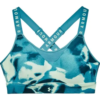 Podprsenka Podprsenky Under Armour Women's Armour Infinity High Printed Sports Bra - aqua foam/white Vícebarevný, Mátový (XS)