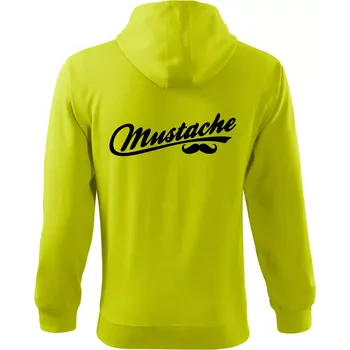 Pánská mikina Mustache - nápis - Mikina s kapucí na zip trendy zipper - 3XL ( Limetková )