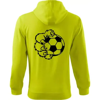 Pánská mikina Medvědí tlapa fotbal - Mikina s kapucí na zip trendy zipper - 2XL ( Limetková )