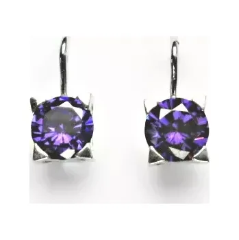 Náušnice Stříbrné náušnice ametyst zirkon - NK1269 (Stříbrné náušnice s ametystem)