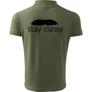Pánská košile Stay Classy - mustache - Polokošile pánská Pique Polo 203 - L ( Khaki )