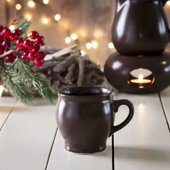 Kameninový hrnek s uchem na svařené víno KERA CERAMIKA hnědý ORAWA 200 ml