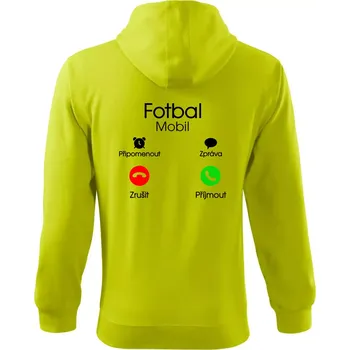 Pánská mikina Fotbal volá - Mikina s kapucí na zip trendy zipper - S ( Limetková )