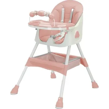 dětská jídelní sada Skládací dětská jídelní židlička 94x70x65 cm pro děti od 6 měsíců s protiskluzovou podložkou a stojanem na hračky Snadné čištění krmení růžová