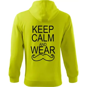 Pánská mikina Keep calm and wear mustache - Mikina s kapucí na zip trendy zipper - S ( Limetková )