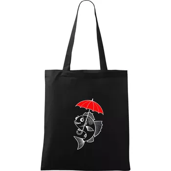 Nákupní taška Ryba s deštníkem - Taška bavlněná - 42 x 38 cm ( Černá )