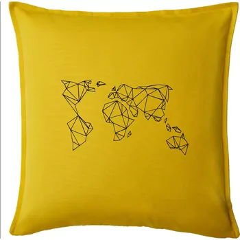 Polštář Geometrie - svět - Polštář 50x50 - 50x50 - Pouze potah ( Žlutá )