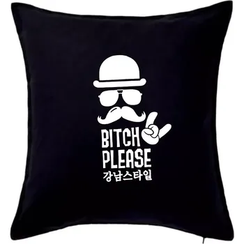 Polštář Bitch please! Mustache - Polštář 50x50 - 50x50 - Pouze potah ( Černá )