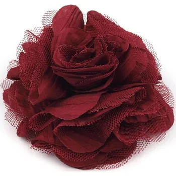 Brož / ozdoba růže Ø9 cm bordó sv. 1 ks