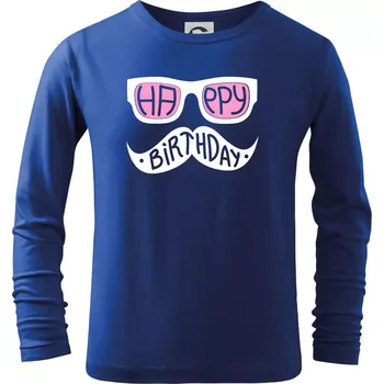 Chlapecké tričko Mustache narozeniny - brýle - Triko dětské Long Sleeve - 122 cm/6 let ( Královská modrá )
