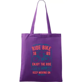 Ride Bike enjoy the ride - Taška bavlněná - 42 x 38 cm ( Fialová )
