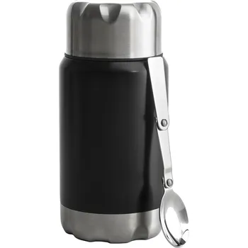 Termoska SAGAFORM To Go 0,6 l černá - nerezová termoska na večeři se lžičkou