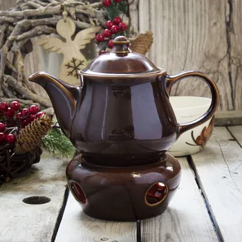 Kameninový džbánek na svařené víno s ohřívačem KRYSTYNKA ATENA hnědý 1 l