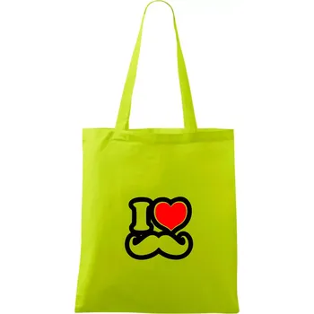 i love mustache - obrys - Taška bavlněná - 42 x 38 cm ( Limetková )