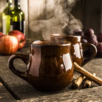 Kameninové hrnky na svařené víno s uchem KRYSTYNKA hnědé 200 ml 2 ks