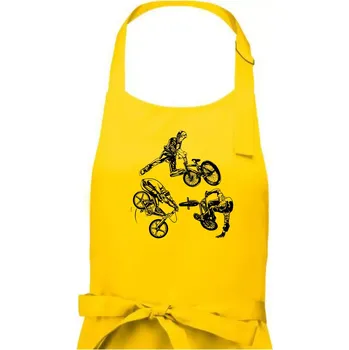 Kuchyňská zástěra BMX tricks - Dámská zástěra na vaření - Univerzální velikost ( Žlutá )