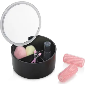 Organizér na kosmetiku KELA Tilda černá - plastový koupelnový organizér se zrcadlem