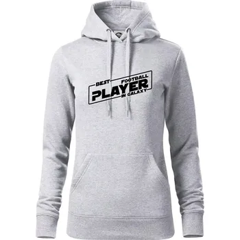 Dámská mikina Best football player in galaxy - Mikina dámská Cape s kapucí - XS ( Světlešedý Melír )