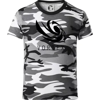 Chlapecké tričko Vortex logo jednobarevné - Dětské maskáčové triko - 104-110cm / 3-4 roky ( Šedý maskáč )