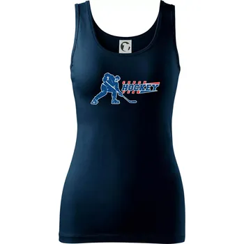 Dámské tričko Czech hockey team - hokejista + nápis - Mistrovství světa v ledním hokeji 2025 - Dámské tílko - M ( Námořní modrá (velmi tmavá - téměř černá) )