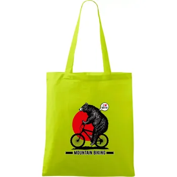 Nákupní taška MTB medvěd - Taška bavlněná - 42 x 38 cm ( Limetková )