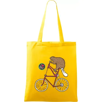 Nákupní taška Bobr na kole - Taška bavlněná - 42 x 38 cm ( Žlutá )