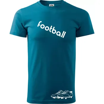 FOOTBALL nápis šikmo - Klasické pánské triko vyšší gramáže - S ( Petrolejová )