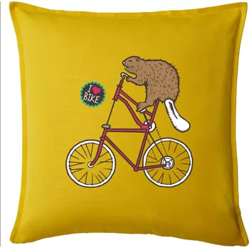 Polštář Bobr na kole - Polštář 50x50 - 50x50 - Pouze potah ( Žlutá )