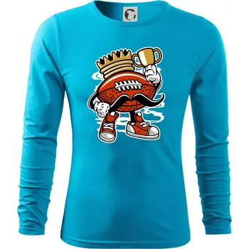 Pánské oblečení Americanos fotbal král - Triko s dlouhým rukávem FIT-T long sleeve - 2XL ( Světlý tyrkys )
