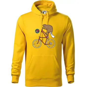 Pánská mikina Bobr na kole - Mikina pánská Cape s kapucí - L ( Žlutá )