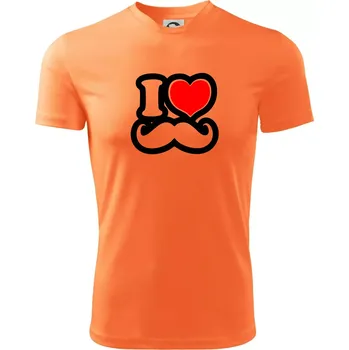 Chlapecké tričko i love mustache - obrys - Dětské triko sportovní (dresovina) - 158 cm/12 let ( Neon mandarine )