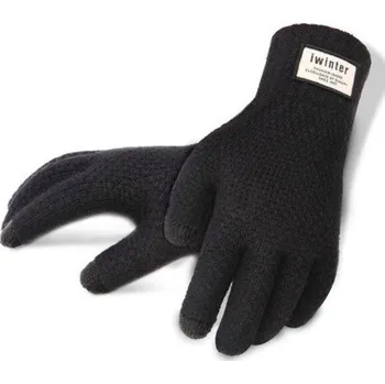 Rukavice Pánské zimní pletené rukavice na dotykový displej J2214 černá
