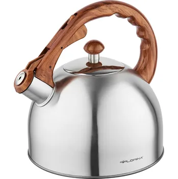 Konvice na čaj Nerezová konvice na vaření vody s píšťalkou FLORINA JASPER hnědá 2,5 l