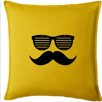 Polštář Mustache brýle - Polštář 50x50 - 50x50 - Pouze potah ( Žlutá )