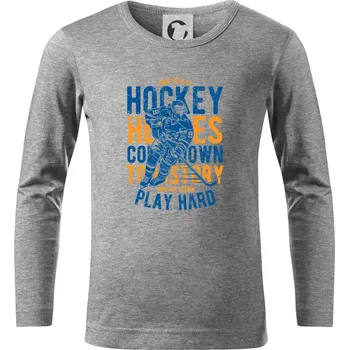 Chlapecké oblečení Time To Play Hockey - Triko dětské Long Sleeve - 158 cm/12 let ( Tmavě šedý melír )