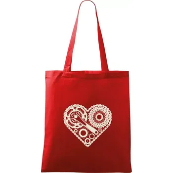 Srdce plné cyklo dílů - Taška bavlněná - 42 x 38 cm ( Červená )