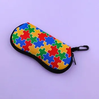Pouzdro na brýle Pouzdro na brýle 17,9 x 8,5 cm S motivem barevných puzzle Duhové dílky Zip Karabina Barevné pouzdro na zip na brýle