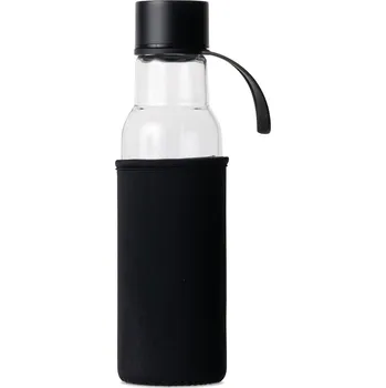 Láhev SAGAFORM To Go 0,6 l černá - skleněná láhev na vodu s pouzdrem na přenášení