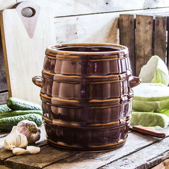 Zelák Kameninový sud na kysané zelí a okurky KRYSTYNKA PAPI BRONZE 8 l