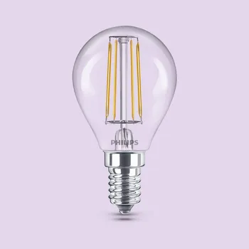 Philips LED žárovka E14 P45 4,3W 470lm 2700K filament 3ks balení