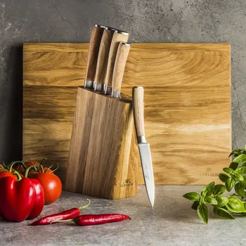 Kuchyňský nůž GERLACH Natur 7 el. - kuchyňské nože z nerezové oceli v bloku s prkénkem na krájení