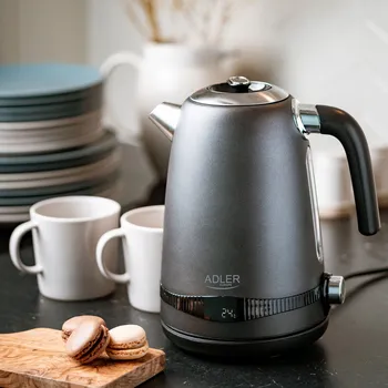 Rychlovarná konvice Adler AD1295 Ocelová rychlovarná konvice 1,7L s LCD a regulací teploty šedá