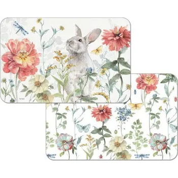 Oboustranná plastová podložka na stůl CALA HOME SPRING MEADOW BUNNY vícebarevná 43 x 28,5 cm