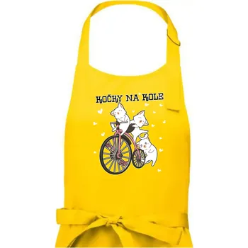 Kuchyňská zástěra Kočky na kole - Pánská zástěra na vaření - Univerzální velikost ( Žlutá )