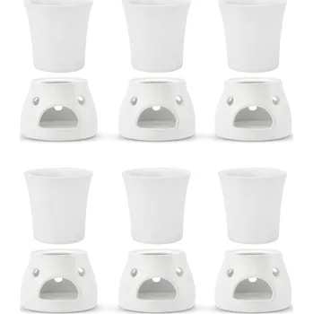 Kameninové hrnky na svařené víno s ohřívači KERA CERAMIKA bílý WATRA 12 ks