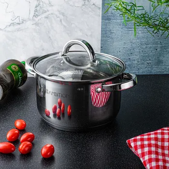 Hrnec AMBITION Berry 2,5 l stříbrný - nerezový hrnec s pokličkou